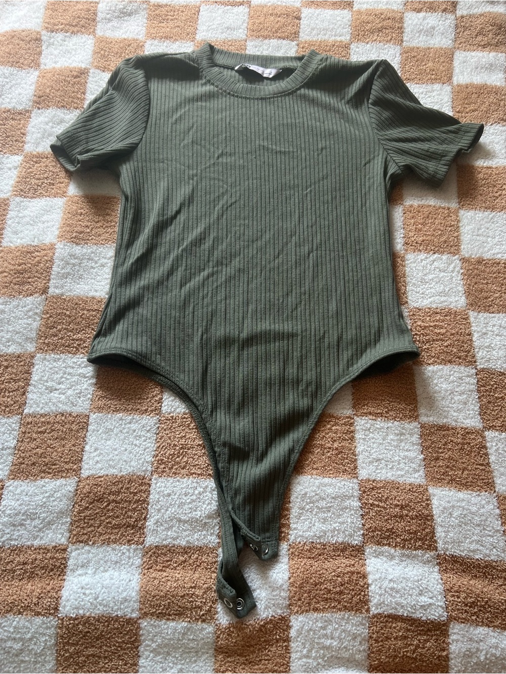 SO Olive Green Ribbed Short-Sleeve Bodysuit